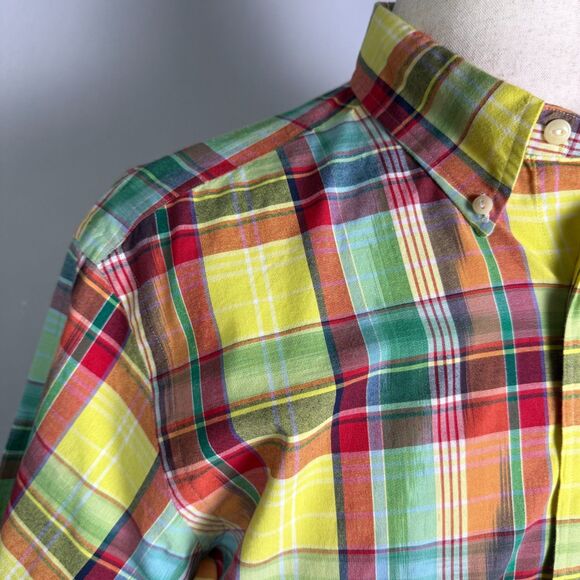 Ralph Lauren Men's, Sz L, Button Down, Short Sleeves, Multicolor Plaid, Bright - Picture 6 of 10